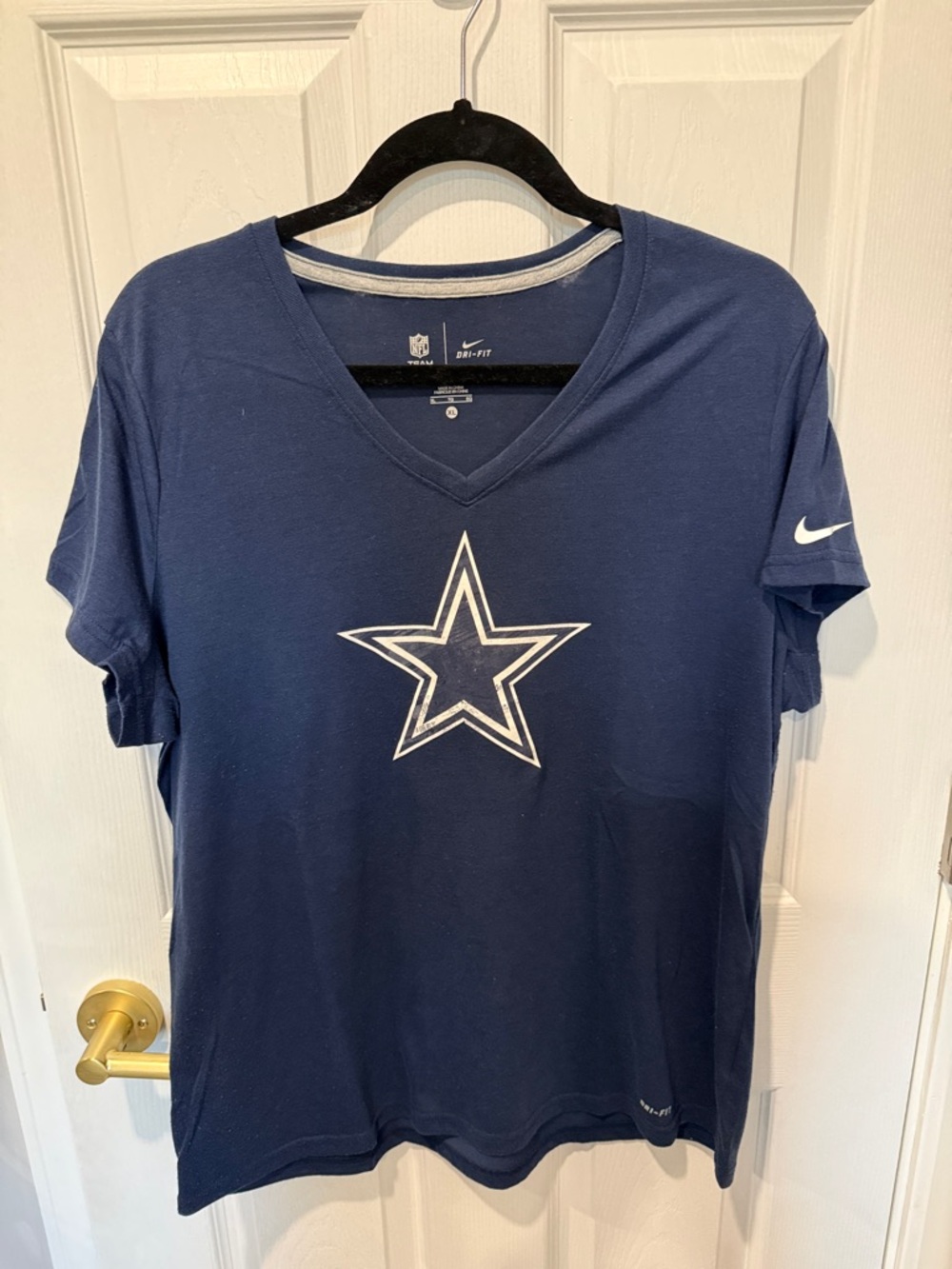 Nike Navy Dallas Cowboys V-Neck Tee with White Star